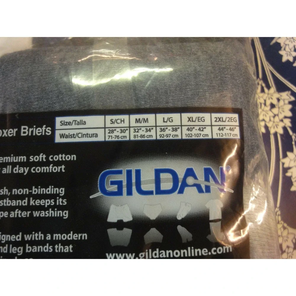 Gildan mens 2XL 44-46 boxer briefs‎ underwear 3 pack blue gray NEW